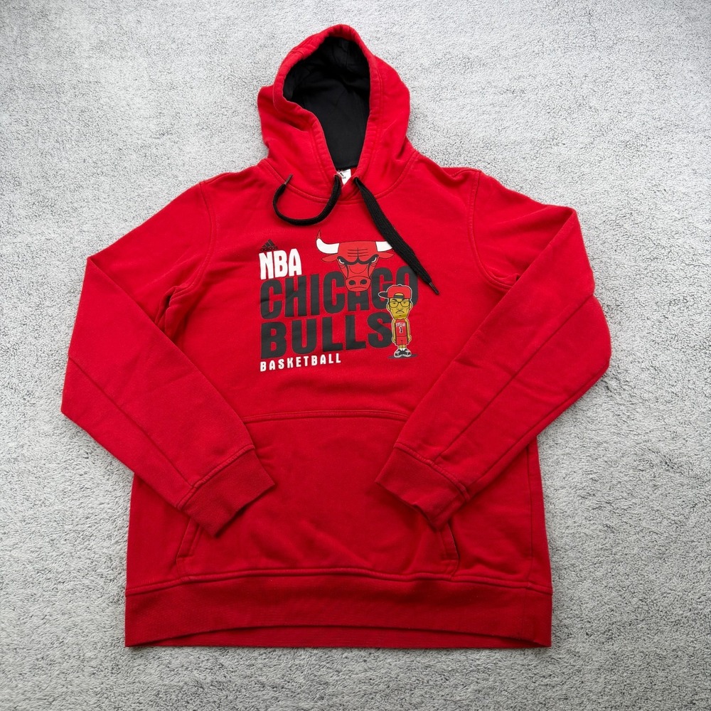 Chicago Bulls Sweatshirt Mens Large Red NBA Basketball Graphic Hoodie Adidas